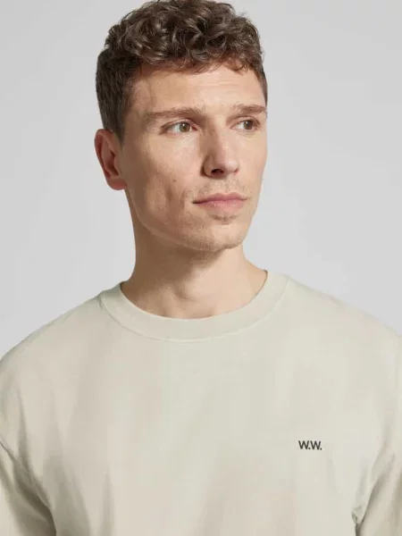 T-shirt z nadrukiem logo model Gary' Wood Wood beżowa