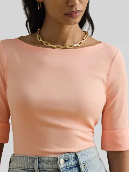 Lauren Ralph Lauren t-shirt z bawełną pomarańczowa