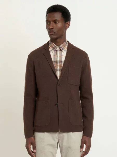Strokesman's Pletené Sako Slim Fit tmavě hnědá