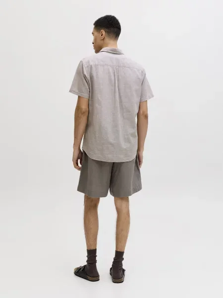 Льняная повседневная рубашка Jack & Jones бежевая