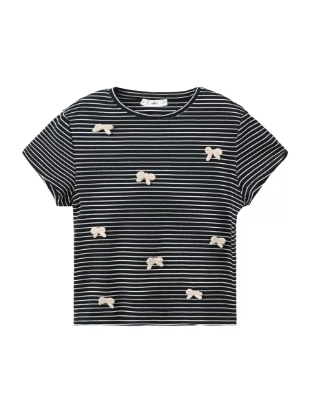 MANGO Tricou LAZI bej deschis / bleumarin alb