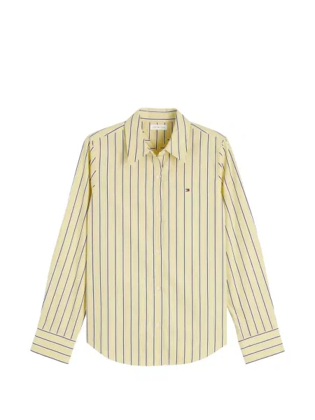 Lung cămașă Tommy Hilfiger cu dungi galben