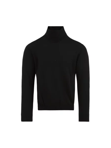 Lniany sweter z golfem Malo czarny