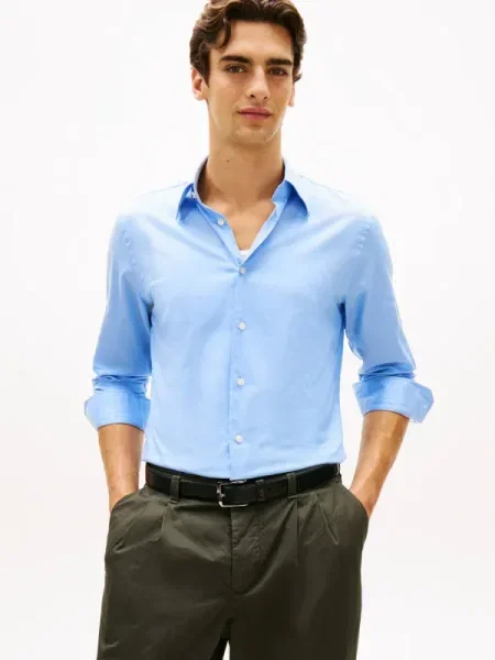 Tommy Hilfiger Cămașă FLEX COLLAR albastru