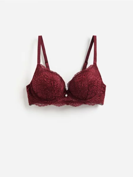 Reserved Biustonosz super push up bordowy