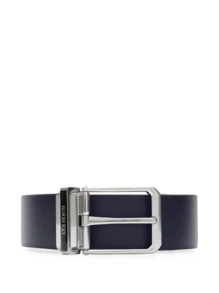 Reversibil curea Burberry din piele cu autograf negru