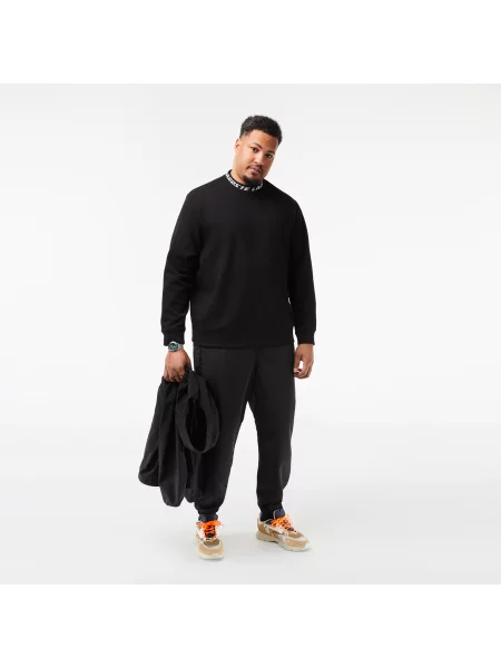 Lacoste Bluza Z Okrągłym Dekoltem Z Nadrukiem Classic Fit czarna