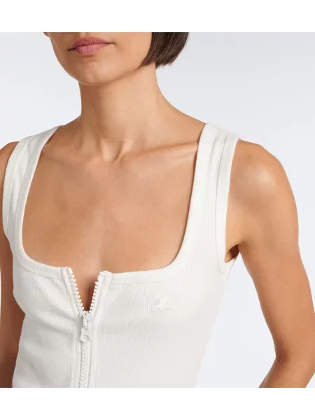 Top Courreges tricotate alb