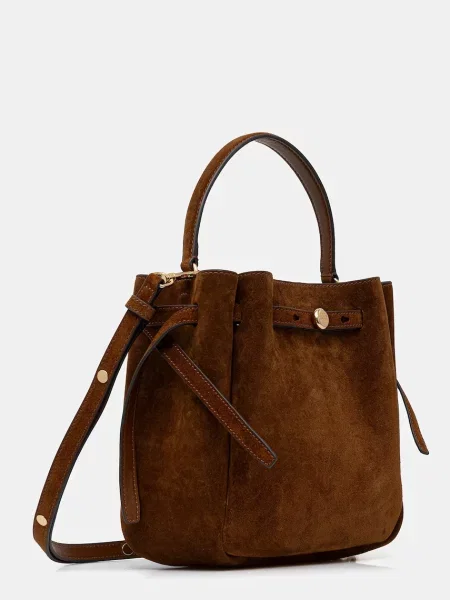 TORY BURCH Geantă tip sac Romy | piele întoarsă maro