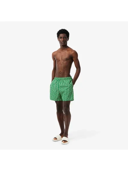 Lacoste Kąpielówki Z Nadrukiem Monogramu zielony