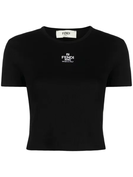 Cropp tricou Fendi cu broderie negru