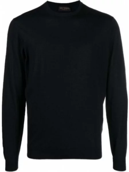 Pulover Dell'oglio de lână cu decolteu rotund negru