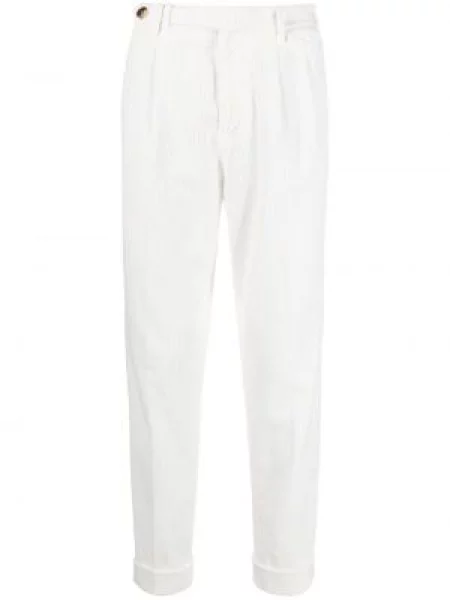 Pantaloni Brunello Cucinelli de catifea cord alb