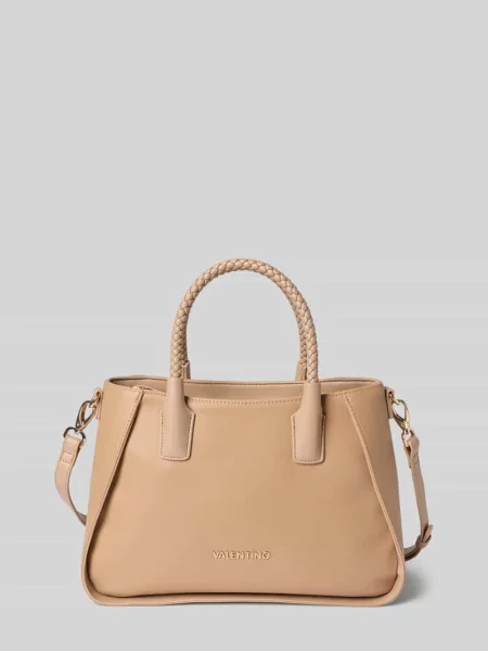 Lniana torebka Valentino Bags beżowa
