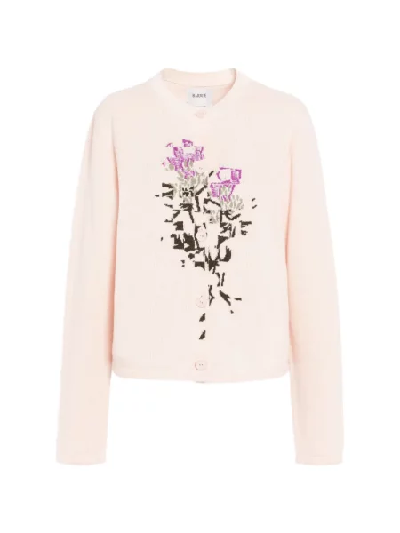 Cardigan Barrie din cașmir cu model floral roz