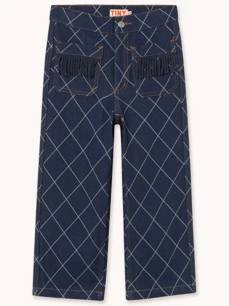 Tinycottons джинси straight дитячі DIAMOND PATTERN FRINGE DENIM PANT