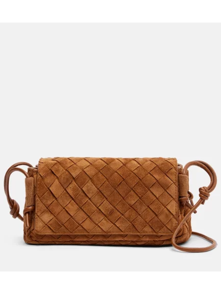 Torebka crossbody Bottega Veneta zamszowa brązowa