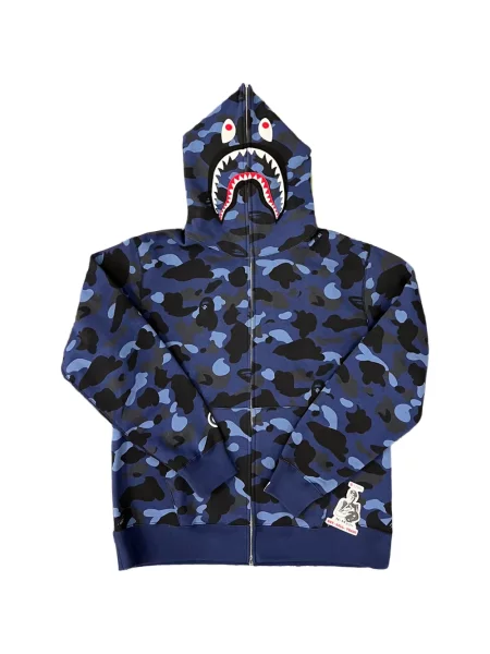 Дълго суичър с качулка A Bathing Ape® синьо