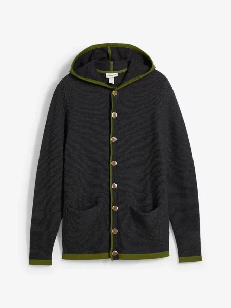 Sweter rozpinany w ludowym stylu z miękkiej mieszanki bawełny szary