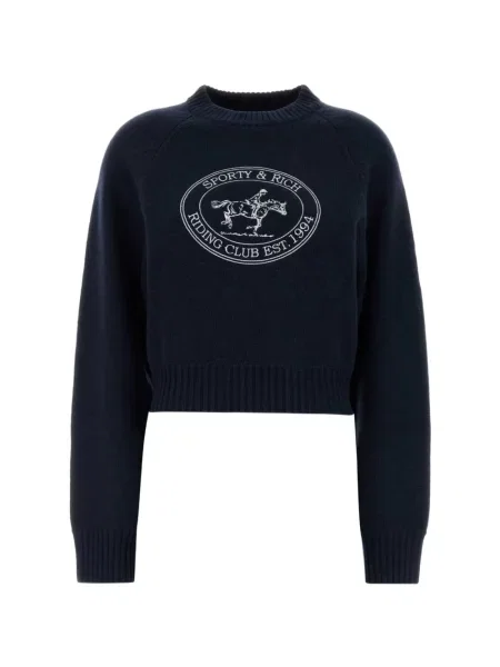 Pulover Sporty & Rich de lână cu imagine albastru