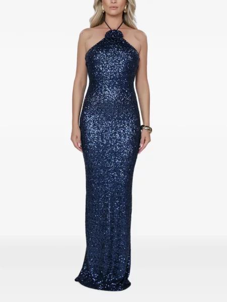 Rochie Roserry cu paiete cu gât halter albastru
