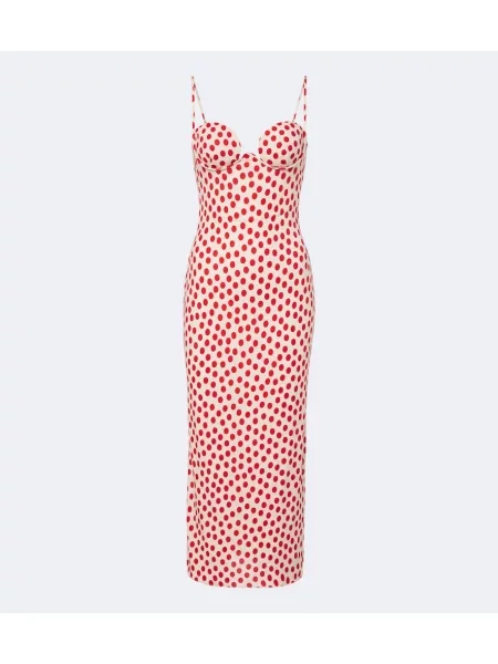 Rochie midi Alaïa cu buline din jerseu bej