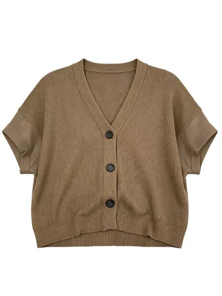 Scurt cardigan Brunello Cucinelli tricotate maro