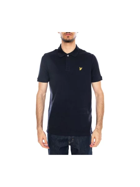 Koszulka polo Lyle & Scott żakardowa niebieska