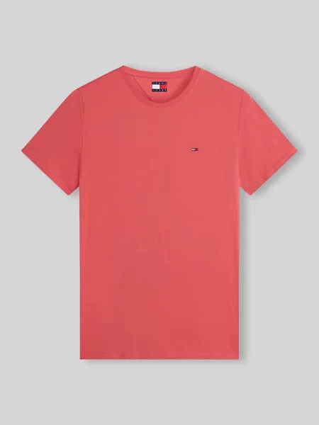 T-shirt o kroju regular fit z czystej bawełny Tommy Jeans czerwona