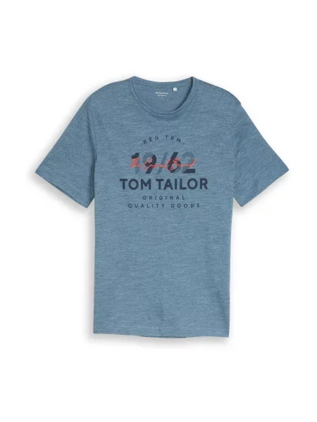 TOM TAILOR Tricou albastru noapte / albastru amestec / deschis roșu
