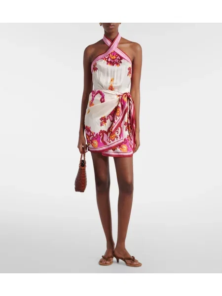 Rochie Poupette St Barth din satin cu imagine roz