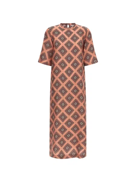 Długa sukienka maxi Alberto Biani z nadrukiem wiązana różowa