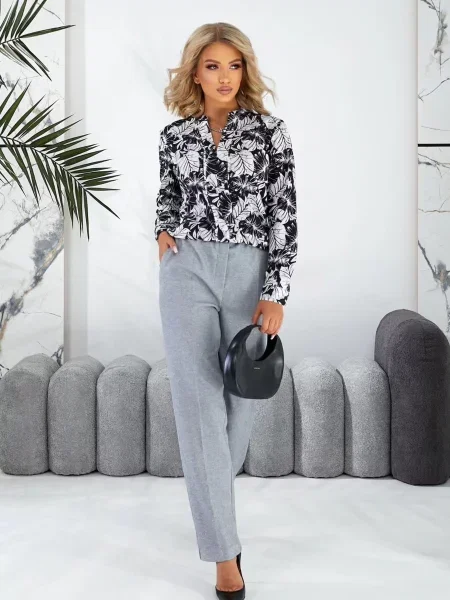 Штани класичні LadyLike текстиль сірий