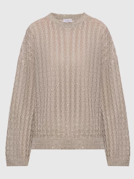 Джемпер з льону Brunello Cucinelli бежевий