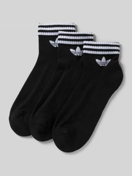 Kostka skarpety Adidas Originals w paski z nadrukiem czarne