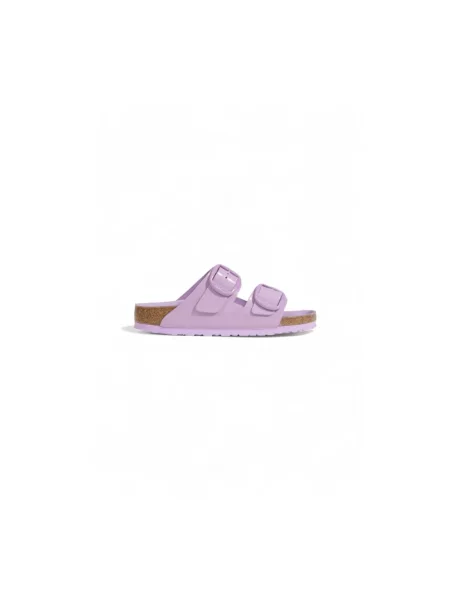 Klapki Birkenstock skórzane na sprzączkę różowe