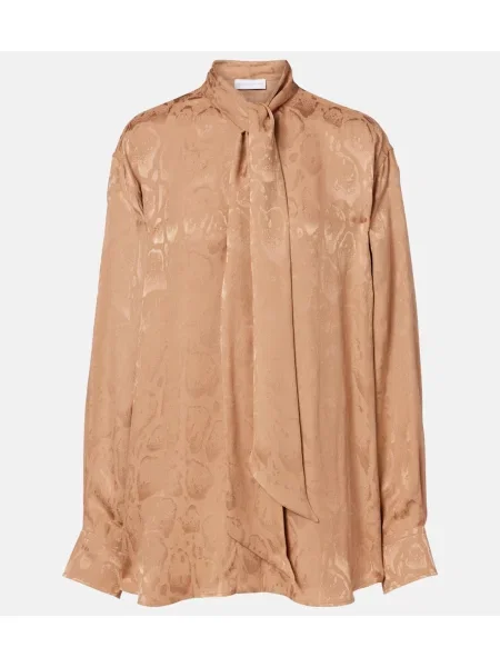 Bluză Stella Mccartney de mătase cu imagine cu model leopard bej