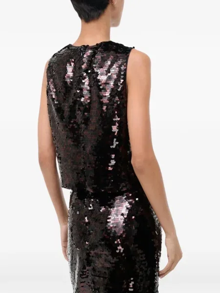 Top Staud cu paiete negru
