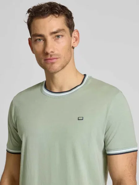 T-shirt z paskami w kontrastowym kolorze i okrągłym dekoltem Christian Berg Men