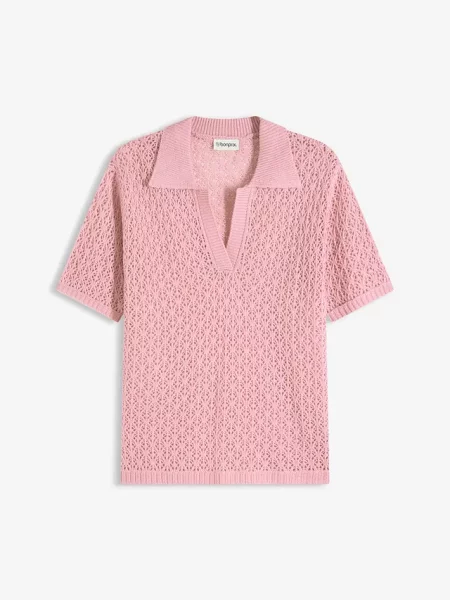Sweter ażurowy różowy