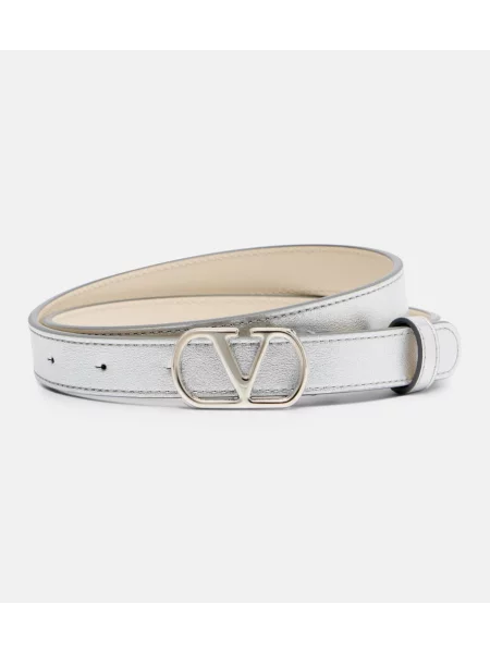 Curea Valentino Garavani din piele argintiu