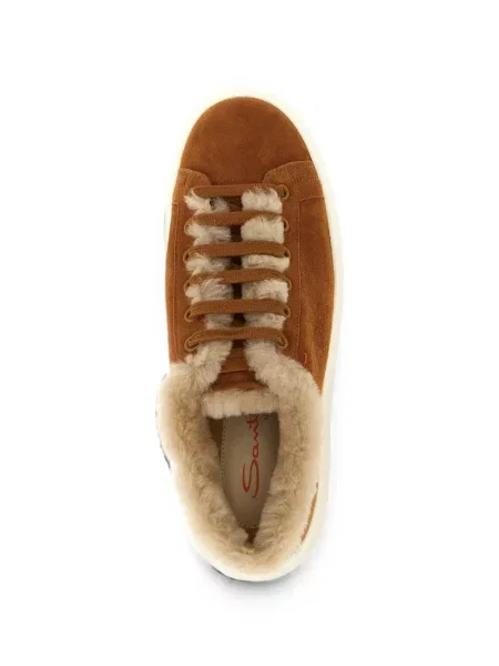 Sneakers Santoni από δέρμα προβάτου καφέ