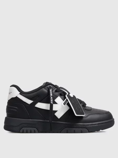 Кожаные кроссовки Off-white в деловом стиле черные