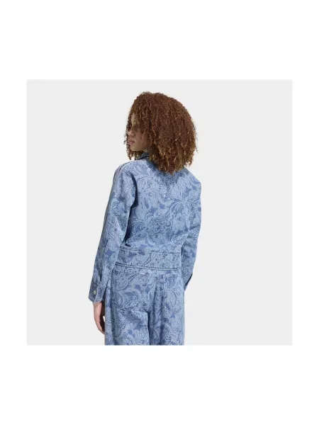 Adidas Džínsová bunda Liberty London Firebird Denim Tracktop modrá
