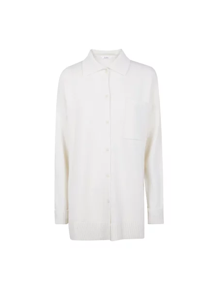 Dzianinowe polo Max Mara prążkowane białe