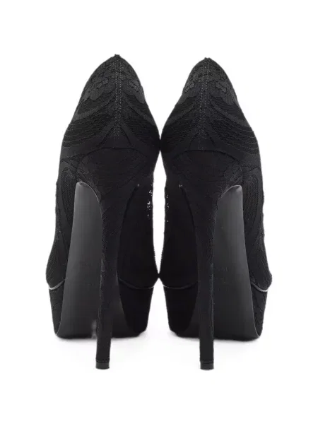 Pantofi cu toc Casadei cu platformă din dantelă negru