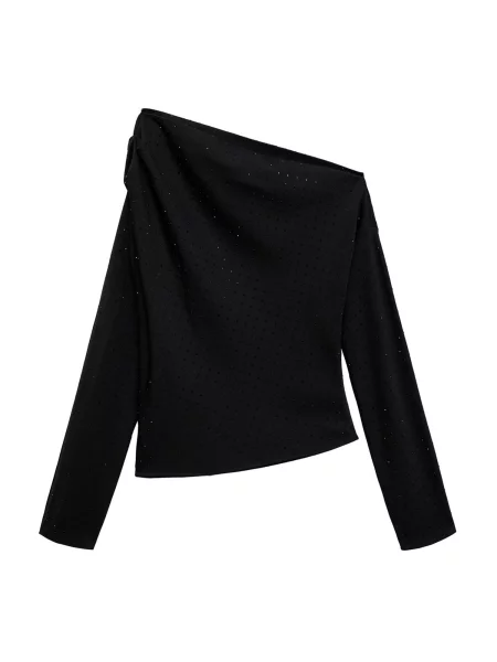 MANGO Bluza Skin / srebro crna