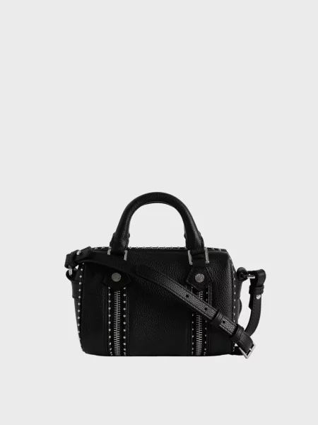Кожаная сумка Zadig&voltaire с шипами черная