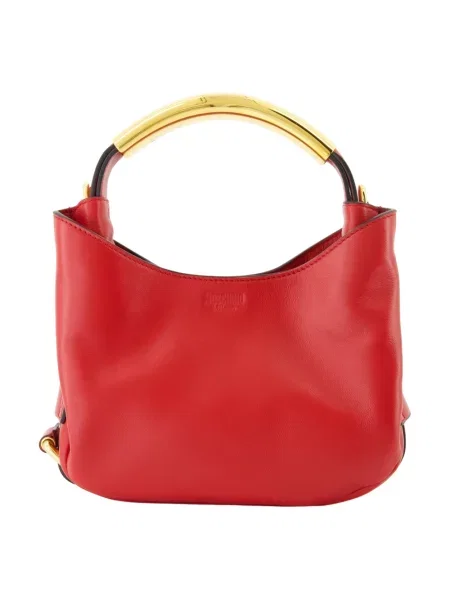 Mała torebka skórzana Moschino czerwona