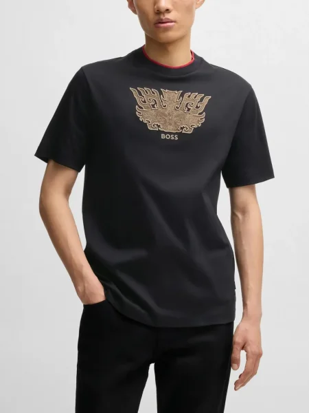 Tricou Boss cu broderie negru